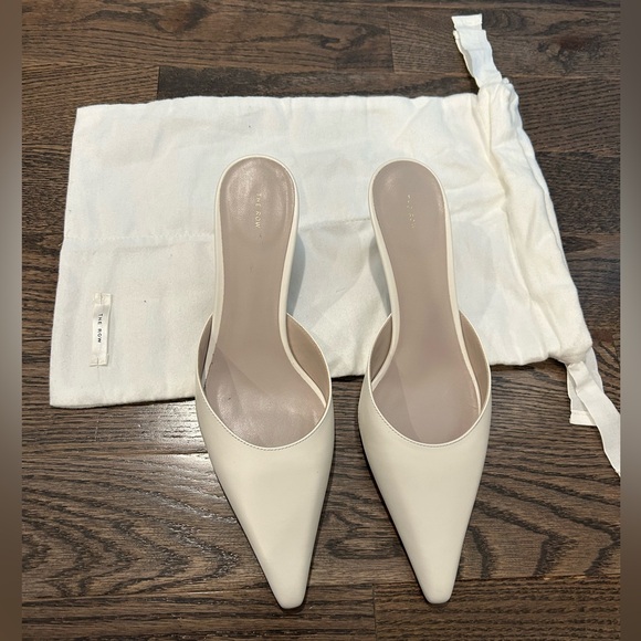 The Row Shoes - The Row White Cybil Mules Size 39.5